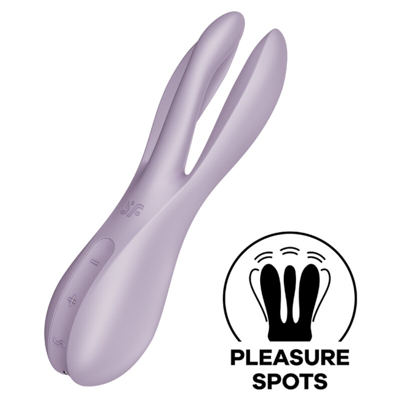 Imagen del artículo erótico SATISFYER - THREESOME 2 VIBRADOR VIOLETA de SATISFYER VIBRATOR en la sección JUGUETES BIENESTAR |Juguetes para Mujeres|Estimuladores|Para Clítoris de Millenial Sexshop.