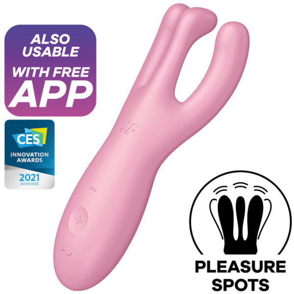 Imagen del artículo erótico SATISFYER - THREESOME 4 VIBRADOR APP ROSA de SATISFYER CONNECT en la sección JUGUETES BIENESTAR |Vibradores|Vibradores con APP de Millenial Sexshop.