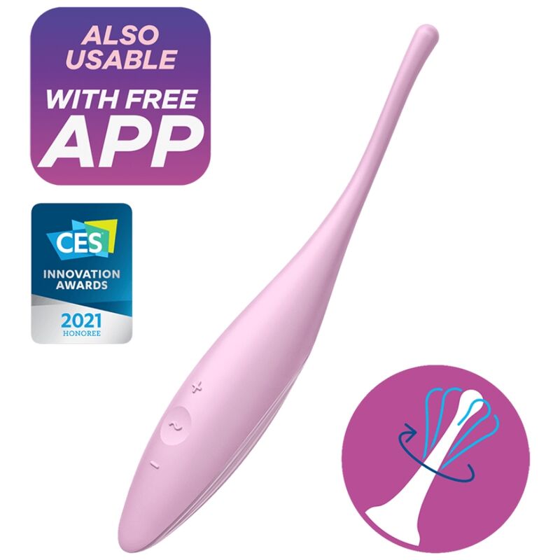Imagen del artículo erótico SATISFYER - TWIRLING JOY ESTIMULADOR CLITORIS ROSA de SATISFYER CONNECT en la sección JUGUETES BIENESTAR |Vibradores|Vibradores con APP de Millenial Sexshop.