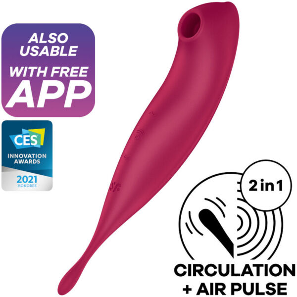 Imagen del artículo erótico SATISFYER - TWIRLING PRO+ ESTIMULADOR Y VIBRADOR APP ROJO de SATISFYER CONNECT en la sección JUGUETES BIENESTAR |Vibradores|Vibradores con APP de Millenial Sexshop.