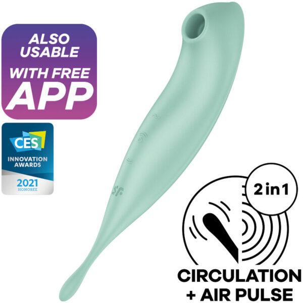 Imagen del artículo erótico SATISFYER - TWIRLING PRO+ ESTIMULADOR Y VIBRADOR APP VERDE de SATISFYER CONNECT en la sección JUGUETES BIENESTAR |Vibradores|Vibradores con APP de Millenial Sexshop.