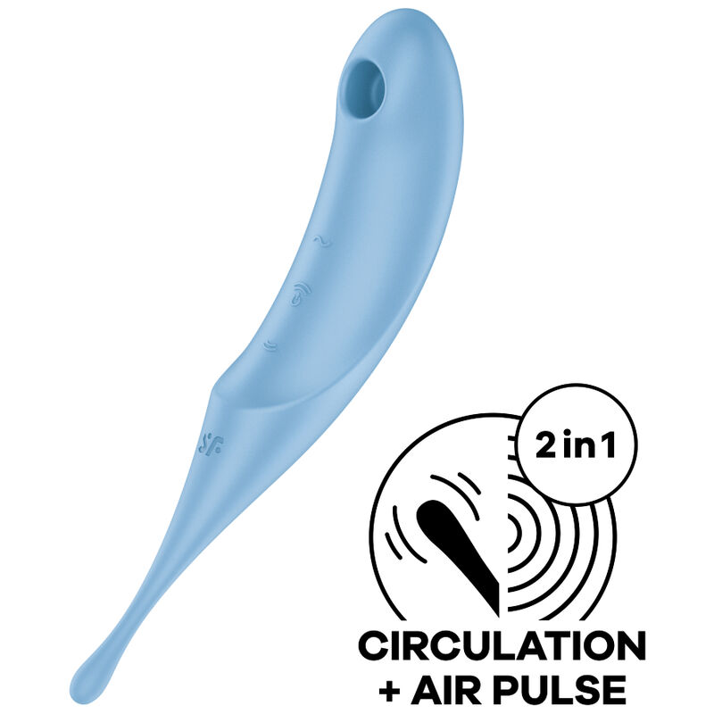 Imagen del artículo erótico SATISFYER - TWIRLING PRO ESTIMULADOR Y VIBRADOR AZUL de SATISFYER AIR PULSE en la sección JUGUETES BIENESTAR |Juguetes para Mujeres|Estimuladores|Succionadores sin vibración de Millenial Sexshop.