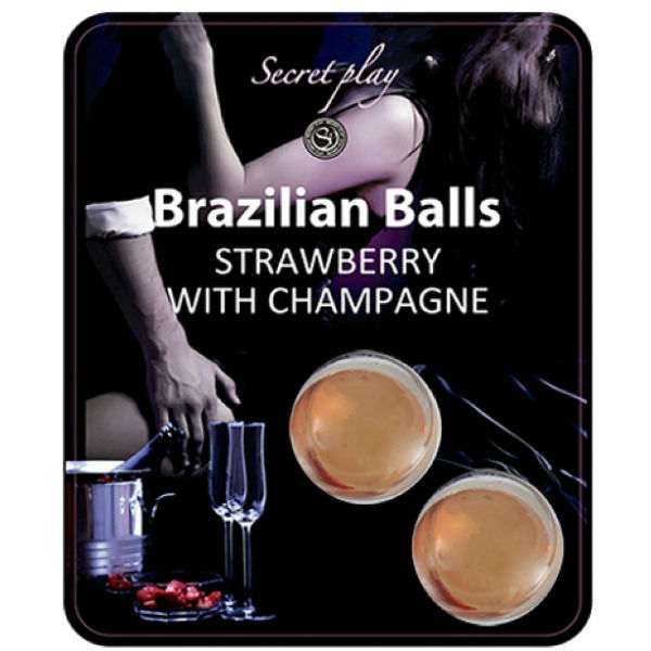 Imagen del artículo erótico SECRETPLAY - SET 2 BRAZILIAN BALLS FRESAS CON CAVA de SECRETPLAY COSMETIC en la sección DROGUERÍA |Lubricantes|Bolas Brazilian Balls de Millenial Sexshop.