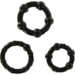 Imagen del artículo erótico SEVEN CREATIONS - JUEGO TRES ANILLOS PENE NEGRO de SEVEN CREATIONS en la sección JUGUETES BIENESTAR |Juguetes para Hombres|Accesorios para el pene|Anillos Pene|Anillos sin vibración de Millenial Sexshop.