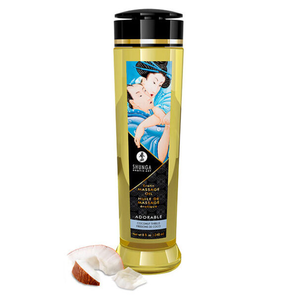 Imagen del artículo erótico SHUNGA - ACEITE DE MASAJE ERÓTICO ADORABLE 240 ML de SHUNGA OILS en la sección DROGUERÍA |Para Masajes|Aceites con Sabores de Millenial Sexshop.
