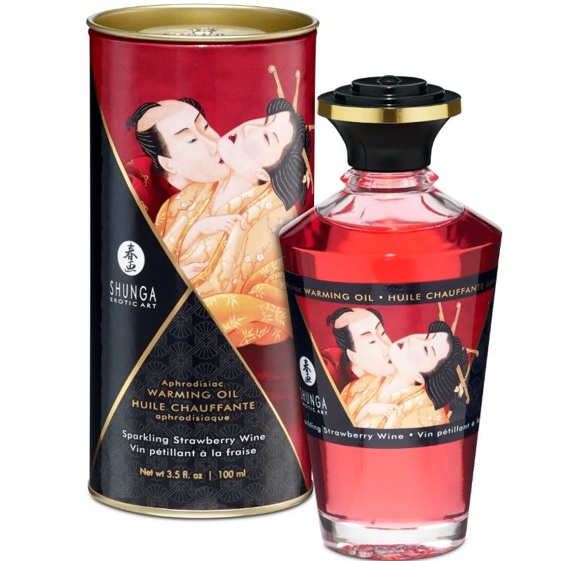Imagen del artículo erótico SHUNGA - ACEITE MASAJE EFECTO CALOR FRESAS Y CAVA 100 ML de SHUNGA OILS en la sección DROGUERÍA |Para Masajes|Con efecto calor de Millenial Sexshop.