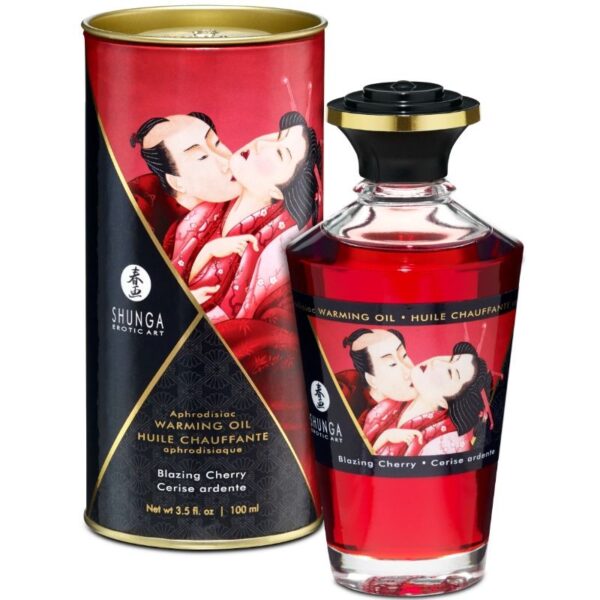 Imagen del artículo erótico SHUNGA - ACEITE MASAJE EFECTO CALOR SABOR INTENSO CEREZA 100 ML de SHUNGA OILS en la sección DROGUERÍA |Para Masajes|Con efecto calor de Millenial Sexshop.
