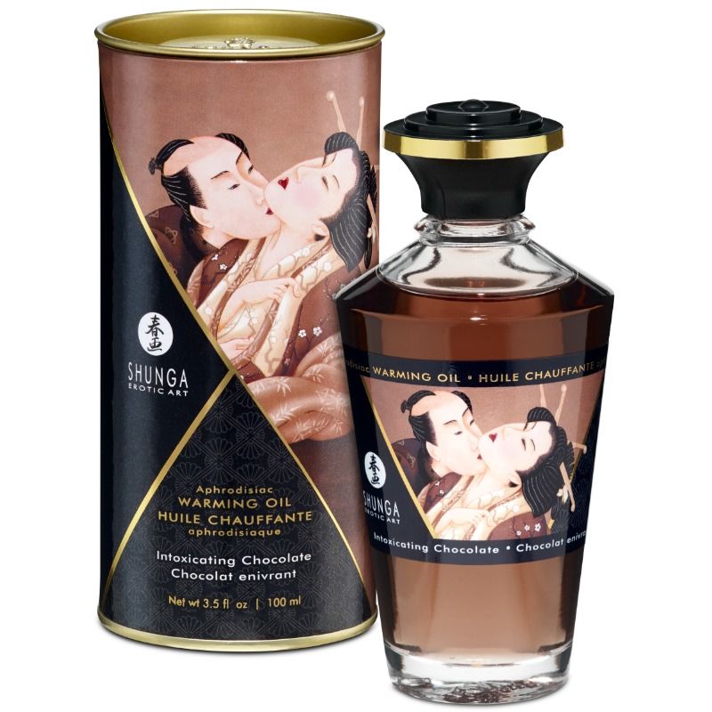 Imagen del artículo erótico SHUNGA - ACEITE MASAJE EFECTO CALOR SABOR INTENSO CHOCOLATE 100 ML de SHUNGA OILS en la sección DROGUERÍA |Para Masajes|Con efecto calor de Millenial Sexshop.