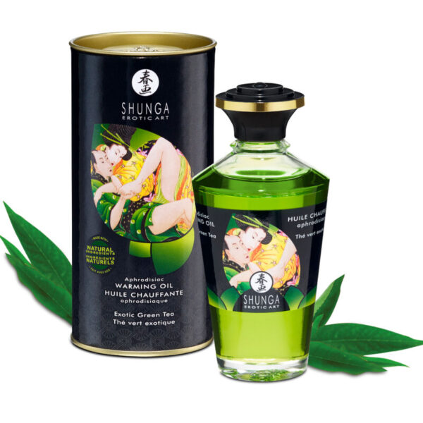 Imagen del artículo erótico SHUNGA - ACEITE MASAJE EFECTO CALOR TE VERDE ORGÁNICO 100 ML de SHUNGA OILS en la sección DROGUERÍA |Lubricantes|Efecto Calor de Millenial Sexshop.
