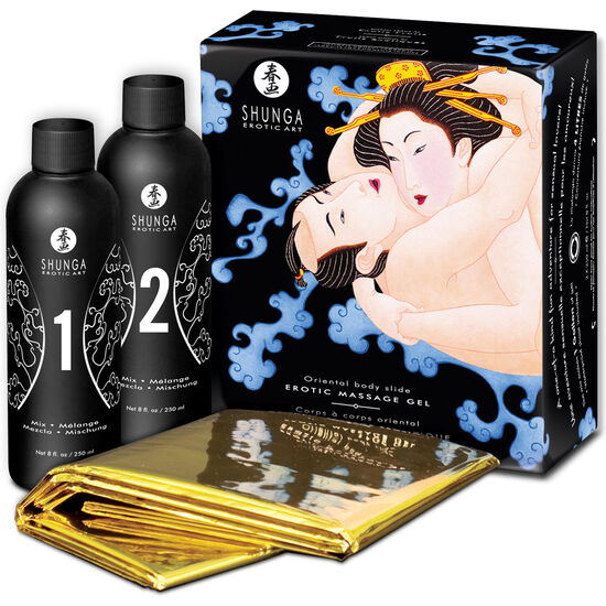 Imagen del artículo erótico SHUNGA - GEL DE MASAJE ERÓTICO CUERPO A CUERPO ORIENTAL FRUTAS EXÓTICAS de SHUNGA KITS en la sección DROGUERÍA |Para Masajes|Kits de masaje de Millenial Sexshop.