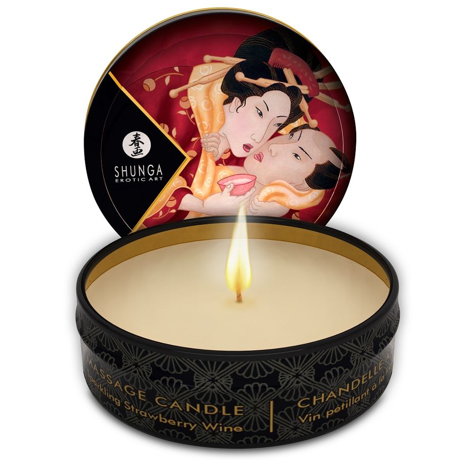 Imagen del artículo erótico SHUNGA - MINI CARESS BY CANDELIGHT VELA MASAJE FRESAS Y CAVA 30 ML de SHUNGA CANDLES en la sección DROGUERÍA |Para Masajes|Velas de Masaje de Millenial Sexshop.