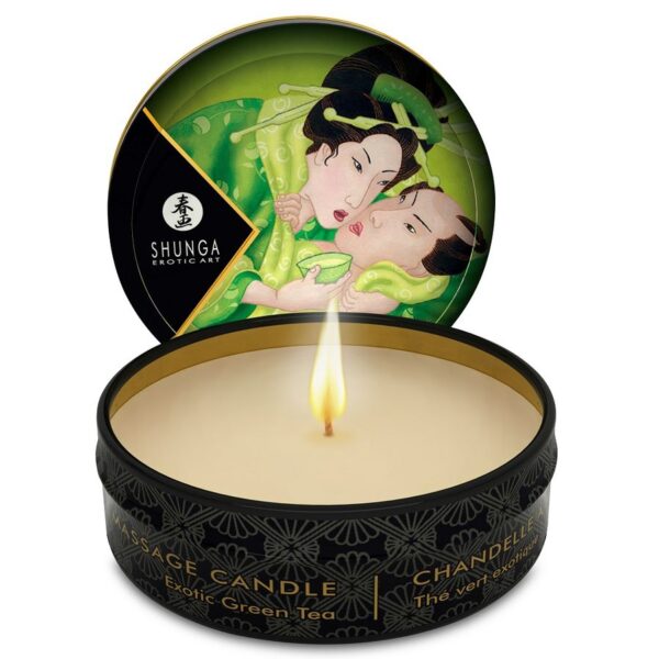 Imagen del artículo erótico SHUNGA - MINI CARESS BY CANDELIGHT VELA MASAJE TÉ VERDE 30 ML de SHUNGA CANDLES en la sección DROGUERÍA |Para Masajes|Velas de Masaje de Millenial Sexshop.