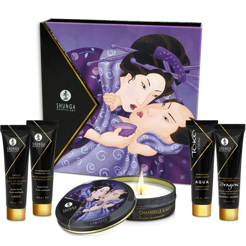 SHUNGA - SECRET GEISHA FRUTAS EXOTICAS-MillenialSexshop-SHUNGA KITS Imagen del artículo erótico SHUNGA - SECRET GEISHA FRUTAS EXOTICAS de SHUNGA KITS en la sección DROGUERÍA |Para Masajes|Kits de masaje de Millenial Sexshop.