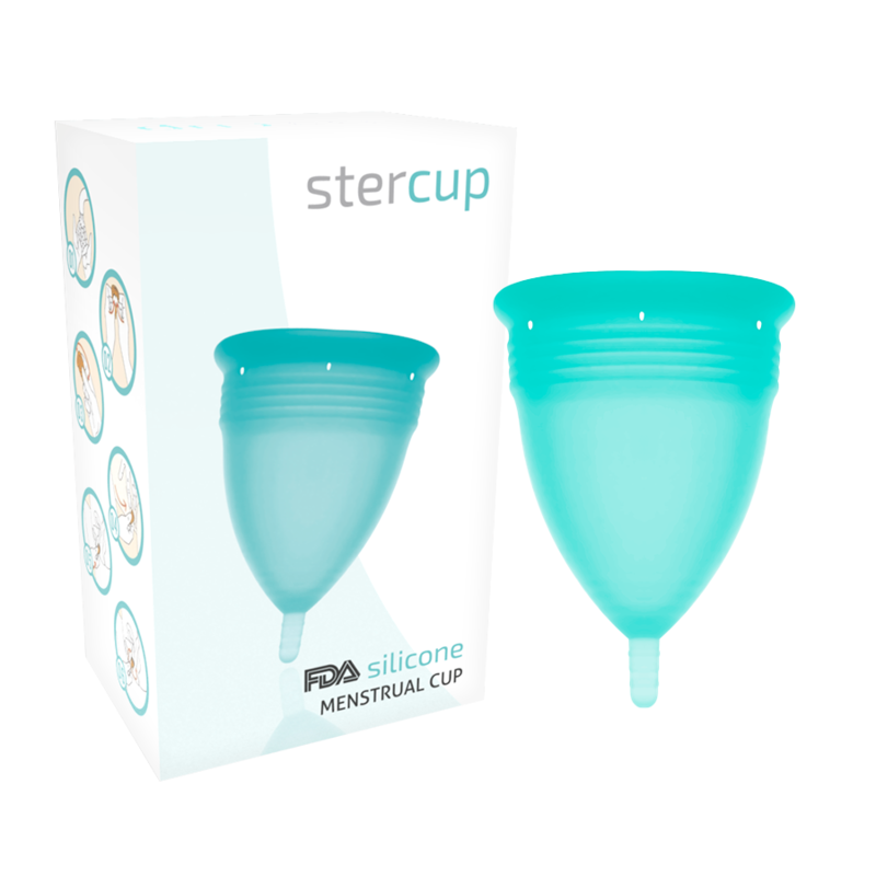Imagen del artículo erótico STERCUP - COPA MENSTRUAL FDA SILICONA AQUAMARINA - TALLA L de STERCUP en la sección DROGUERÍA |Copas vaginales de Millenial Sexshop.