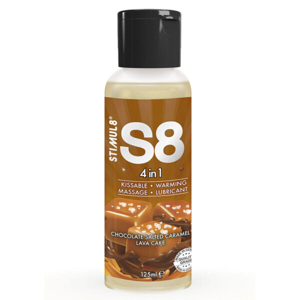 Imagen del artículo erótico STIMUL8 - S8 4 EN 1 LUBRICANTE POSTRE CHOCOLATE Y CARAMELO SALADO 125 ML de STIMUL8 en la sección DROGUERÍA |Lubricantes|Con deliciosos Sabores de Millenial Sexshop.