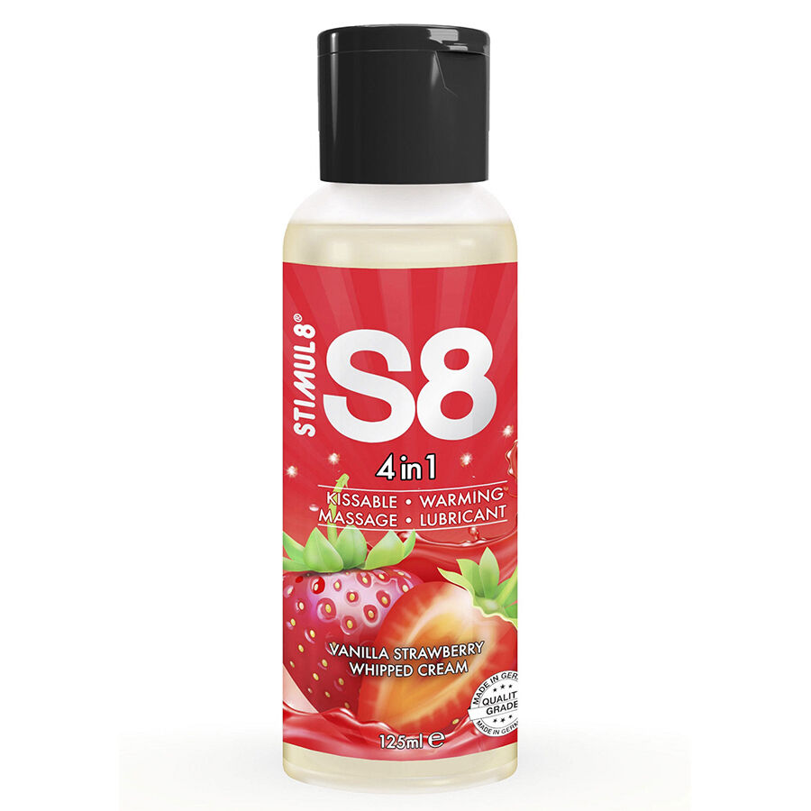 STIMUL8 - S8 4 EN 1 LUBRICANTE POSTRE FRESA 125 ML-MillenialSexshop-STIMUL8 Imagen del artículo erótico STIMUL8 - S8 4 EN 1 LUBRICANTE POSTRE FRESA 125 ML de STIMUL8 en la sección DROGUERÍA |Lubricantes|Con deliciosos Sabores de Millenial Sexshop.