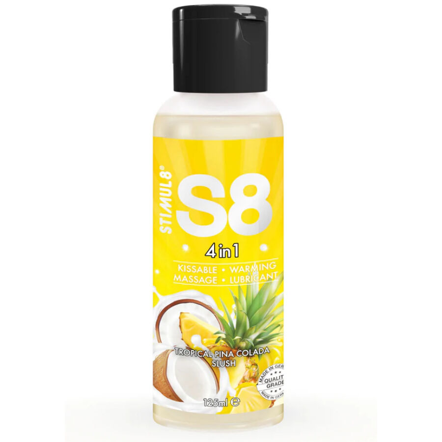 STIMUL8 - S8 4 EN 1 LUBRICANTE POSTRE PIÑA COLADA 125 ML-MillenialSexshop-STIMUL8 Imagen del artículo erótico STIMUL8 - S8 4 EN 1 LUBRICANTE POSTRE PIÑA COLADA 125 ML de STIMUL8 en la sección DROGUERÍA |Lubricantes|Con deliciosos Sabores de Millenial Sexshop.