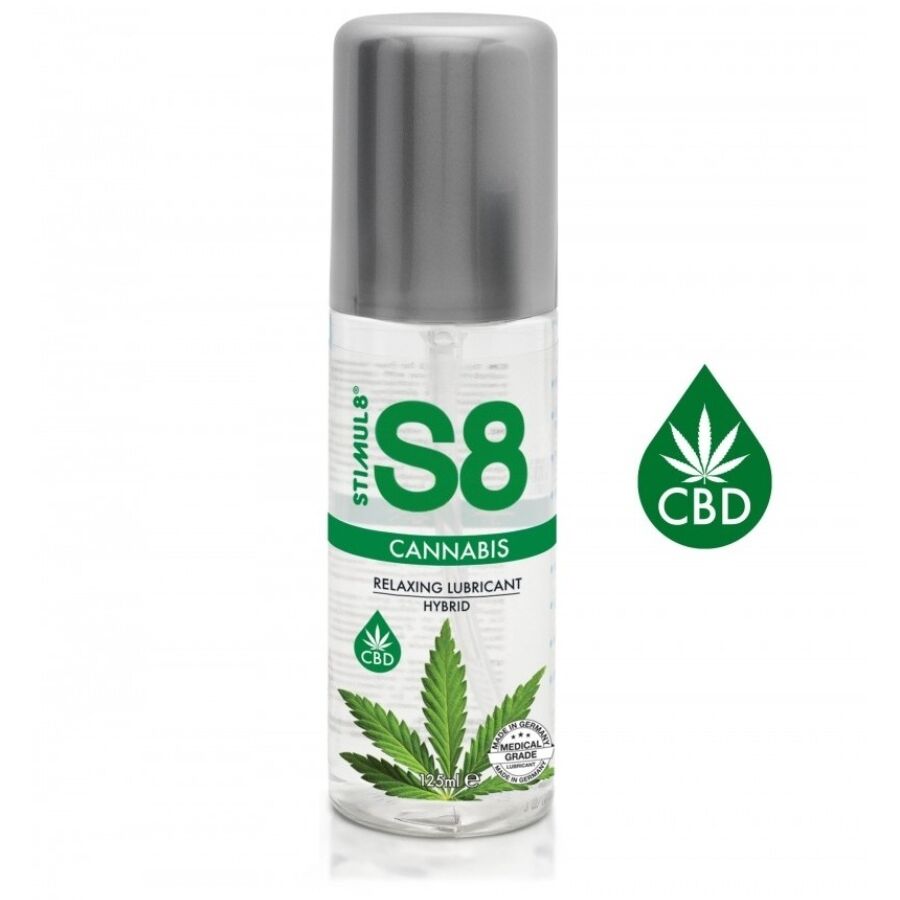 Imagen del artículo erótico STIMUL8 - S8 LUBRICANTE HÍBRIDO CANNABIS 125 ML de STIMUL8 en la sección DROGUERÍA |Lubricantes|Serie con base CBD de Millenial Sexshop.