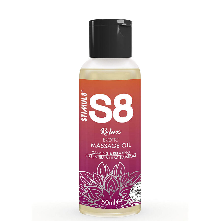 Imagen del artículo erótico STIMUL8 - S8 RELAX ACEITE DE MASAJE ERÓTICO TÉ VERDE 50 ML de STIMUL8 en la sección DROGUERÍA |Para Masajes|Aceites con Sabores de Millenial Sexshop.