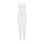 SUBBLIME - 951740 BODYSTOCKING CROTCHLESS DE REJILLA CON LAZOS BLANCO TALLA ÚNICA - Imagen 5