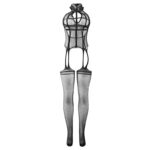 SUBBLIME - 951986 BODYSTOCKING CROTCHLESS DE REJILLA CON ESTAMPADOS EN EL CUELLO NEGRO TALLA ÚNICA - Imagen 4