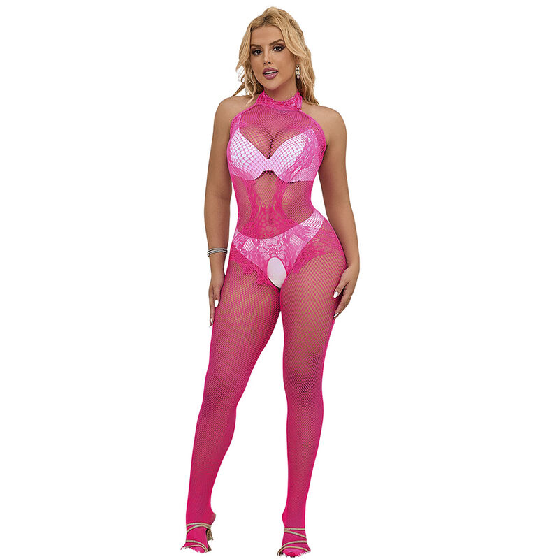 Imagen del artículo erótico SUBBLIME - 952389 BODYSTOCKING CROTCHLESS DE REJILLA Y ENCAJE CON CUELLO ALTO ROSA TALLA ÚNICA de SUBBLIME BODYSTOCKINGS en la sección MODA & LENCERÍA|Lencería Mujer|Lencería Picante|Bodystocking de Millenial Sexshop.