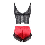 SUBBLIME - 953959 PIJAMA SEXY SATEN Y  ENCAJE NEGRO/ROJO S/M - Imagen 6