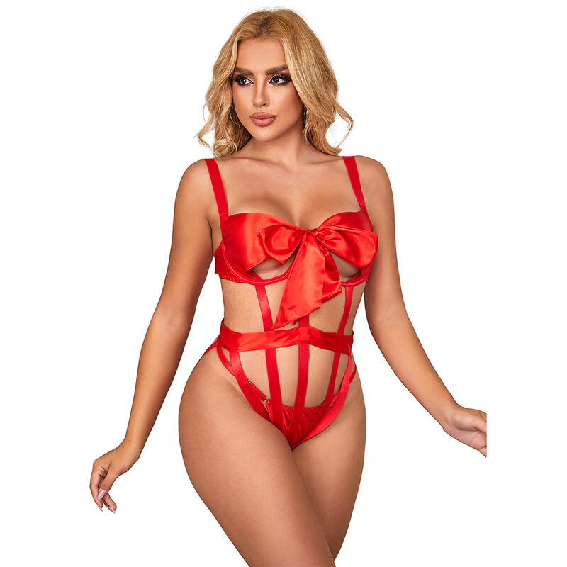 Imagen del artículo erótico SUBBLIME - 954468 BODY SEXY CALADO CON LAZO ROJO S/M de SUBBLIME BODYSTOCKINGS en la sección MODA & LENCERÍA|Lencería Mujer|Lencería Sexy|Bodys de Millenial Sexshop.