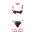 SUBBLIME - 955298 SET SUJETADOR CON COLLAR Y DETALLES PARA PIERNAS ROSA FLUORESCENTE S/M - Imagen 5