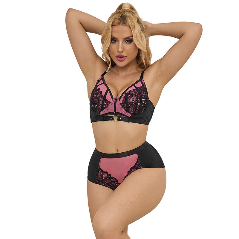 Imagen del artículo erótico SUBBLIME - 955571 CONJUNTO SUJETADOR CON CREMALLERA DE MALLA DE CHAROL ROSA S/M de SUBBLIME SETS en la sección MODA & LENCERÍA|Lencería Mujer|Lencería Picante|Conjunto de lencería sexy de Millenial Sexshop.