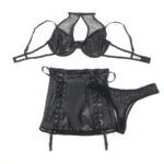 SUBBLIME - 957582 CONJUNTO SUJETADOR Y FALDA DE CUERO NEGRO S/M - Imagen 4
