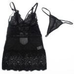 SUBBLIME - BABYDOLL CON TIRANTES AJUSTABLES DE ENCAJE NEGRO S/M - Imagen 6