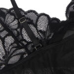 SUBBLIME - BABYDOLL CON TIRANTES AJUSTABLES Y ESTAMPADO FLORAL DE ENCAJE TRANSPARENTE NEGRO L/XL - Imagen 9