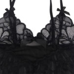 SUBBLIME - BABYDOLL CON TIRANTES AJUSTABLES Y ESTAMPADO FLORAL DE ENCAJE TRANSPARENTE NEGRO S/M - Imagen 8