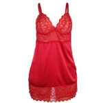 SUBBLIME - BABYDOLL SATINADO CON ENCAJE ROJO S/M - Imagen 4