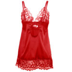 SUBBLIME - BABYDOLL SATINADO CON ENCAJE ROJO S/M - Imagen 5