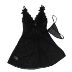 SUBBLIME - BABYDOLL TELA DE TUL DETALLE ENCAJE Y FLOR NEGRO S/M - Imagen 3