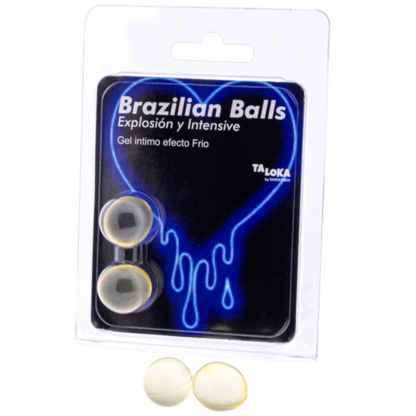 Imagen del artículo erótico TALOKA - BRAZILIAN BALLS GEL EXCITANTE EFECTO FRIO Y VIBRACIÓN 2 BOLAS de TALOKA en la sección DROGUERÍA |Lubricantes|Efecto Frío de Millenial Sexshop.