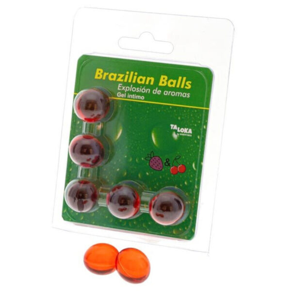 Imagen del artículo erótico TALOKA - BRAZILIAN BALLS GEL ÍNTIMO FRESA & CEREZA 5 BOLAS de TALOKA en la sección DROGUERÍA |Lubricantes|Bolas Brazilian Balls de Millenial Sexshop.