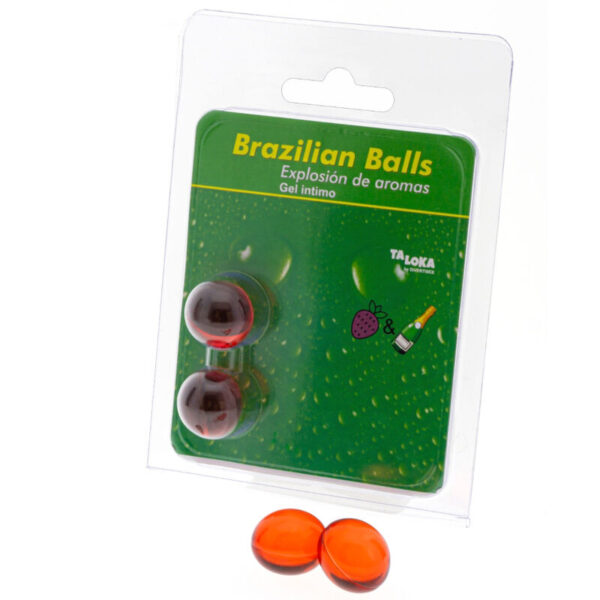 Imagen del artículo erótico TALOKA - BRAZILIAN BALLS GEL ÍNTIMO FRESAS & CHAMPN 2 BOLAS de TALOKA en la sección DROGUERÍA |Lubricantes|Bolas Brazilian Balls de Millenial Sexshop.
