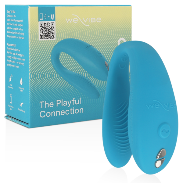 Imagen del artículo erótico WE-VIBE - SYNC GO ESTIMULADOR DUAL TURQUESA de WE-VIBE en la sección JUGUETES BIENESTAR |Vibradores|Vibrador Parejas U de Millenial Sexshop.