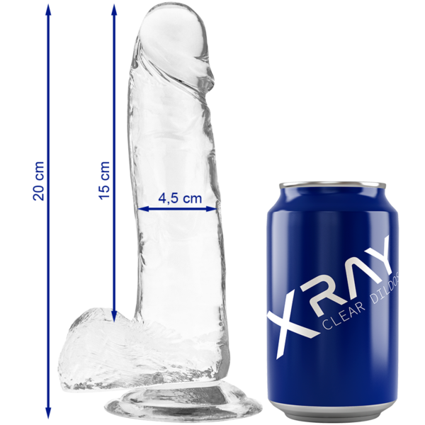 Imagen del artículo erótico X RAY - CLEAR DILDO REALISTA TRANSPARENTE 20 CM -O- 4.5 CM de X RAY en la sección JUGUETES BIENESTAR |Dildos sin Vibración|Penes realisticos de Millenial Sexshop.