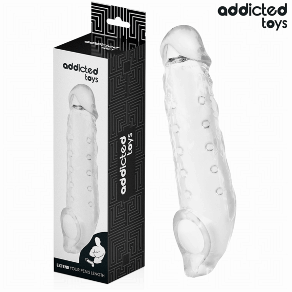 Imagen del artículo erótico ADDICTED TOYS - FUNDAS PARA EL PENE TRANSPARENTE TALLA M 27 CM de ADDICTED TOYS en la sección JUGUETES BIENESTAR |Juguetes para Hombres|Accesorios para el pene|Fundas Pene con Extensión de Millenial Sexshop.