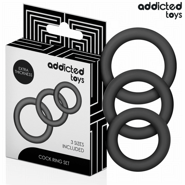 Imagen del artículo erótico ADDICTED TOYS - SET DE ANILLOS SILICONA MODELO 1 de ADDICTED TOYS en la sección JUGUETES BIENESTAR |Juguetes para Hombres|Accesorios para el pene|Anillos Pene|Anillos sin vibración de Millenial Sexshop.