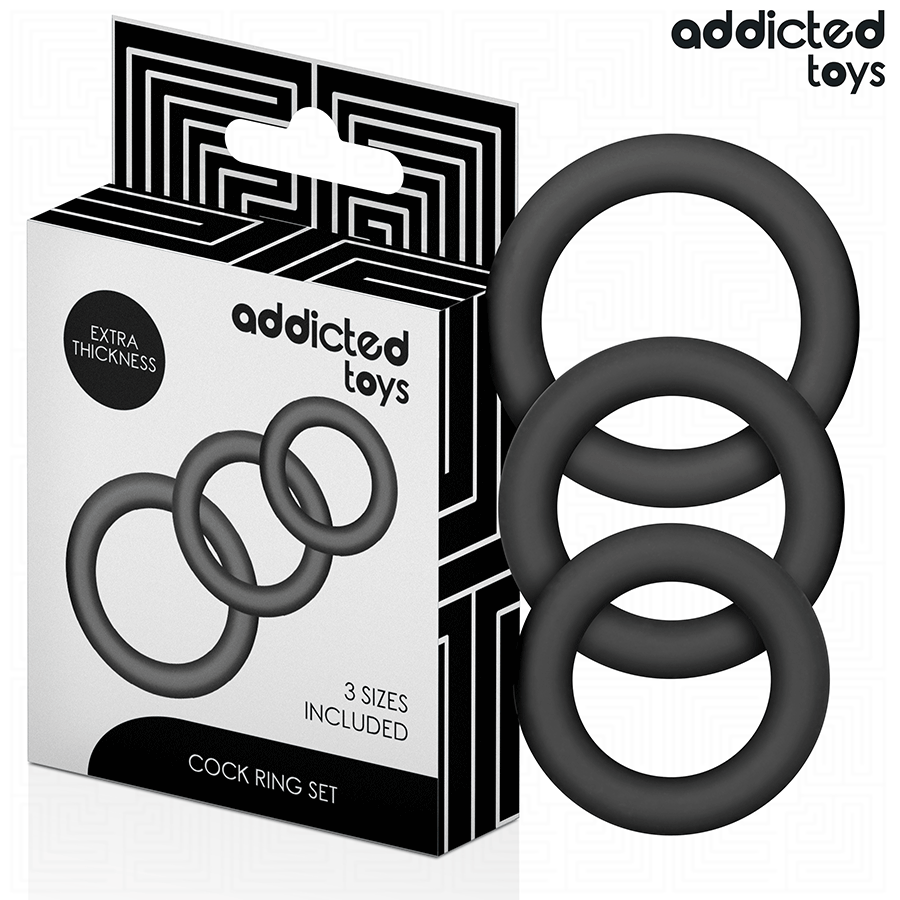 Imagen del artículo erótico ADDICTED TOYS - SET DE ANILLOS SILICONA MODELO 1 de ADDICTED TOYS en la sección JUGUETES BIENESTAR |Juguetes para Hombres|Accesorios para el pene|Anillos Pene|Anillos sin vibración de Millenial Sexshop.