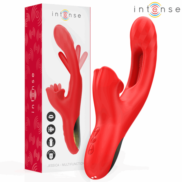 Imagen del artículo erótico INTENSE - JESSICA VIBRADOR MULTIFUNCIÓN ESTIMULACIÓN CLÍTORIS 24.8 CM ROJO de INTENSE FUN en la sección JUGUETES BIENESTAR |Vibradores|Vibradores Rabbit de Millenial Sexshop.