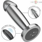 INTENSE - PLUG ANAL 10 VIBRACIONES METAL EN FORMA DE DILDO CON CONTROL REMOTO S - Imagen 3