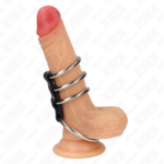 Imagen del artículo erótico KINK - 4 ANILLOS PENE METAL 3.7 CM A 5 CM CONECTADOS POR CUERO de KINK RING POWER en la sección BDSM & BONDAGE |Artículos BDSM|Anillas pene metal BDSM de Millenial Sexshop.