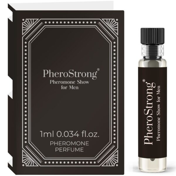 Imagen del artículo erótico PHEROSTRONG - PERFUME CON FEROMONAS SHOW PARA HOMBRE 1 ML de PHEROSTRONG en la sección DROGUERÍA |Perfumes |Perfumes Feromonas Masculinas de Millenial Sexshop.