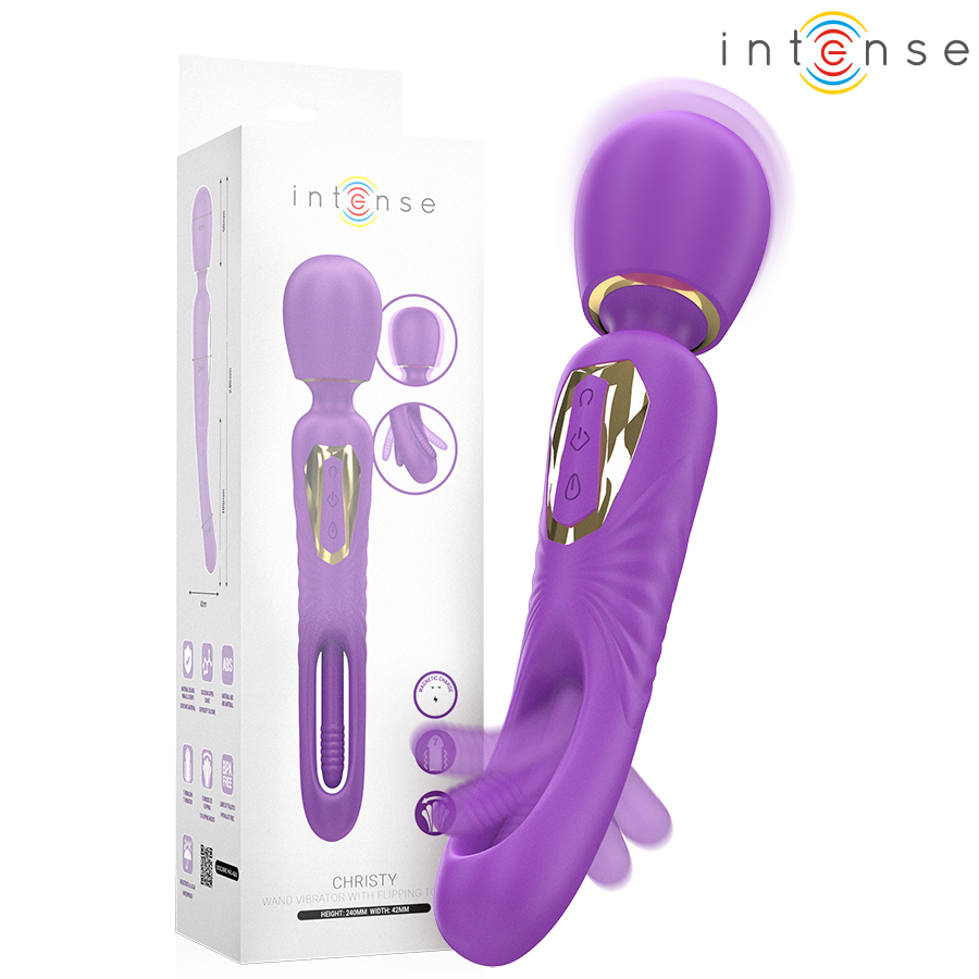 INTENSE - CHRISTY VIBRADOR WAND CON LENGUA GIRATORIA-MillenialSexshop-INTENSE FUN Imagen del artículo erótico INTENSE - CHRISTY VIBRADOR WAND CON LENGUA GIRATORIA de INTENSE FUN en la sección JUGUETES BIENESTAR |Vibradores|Vibrador WAND de Millenial Sexshop.